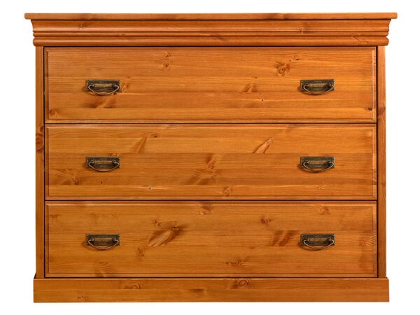 Komoda z szufladami drewniana biały sosna front SENA