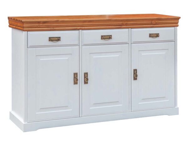 Drewniana komoda 140 cm biały sosna ikonka SENA