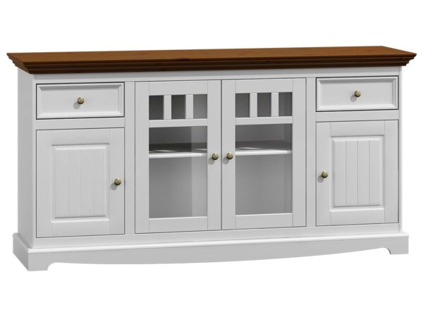 Komoda z przeszkleniami biały orzech NISAN