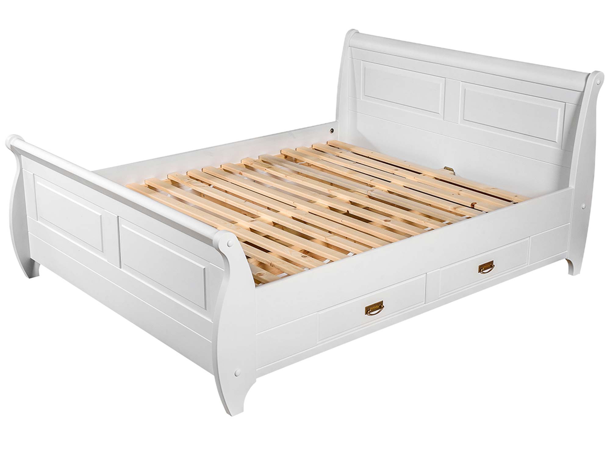 Drewniane łóżko białe bez materaca SENA