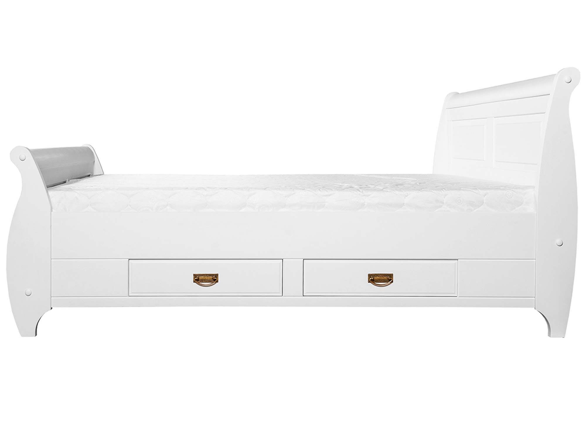 Drewniane łóżko białe profil SENA