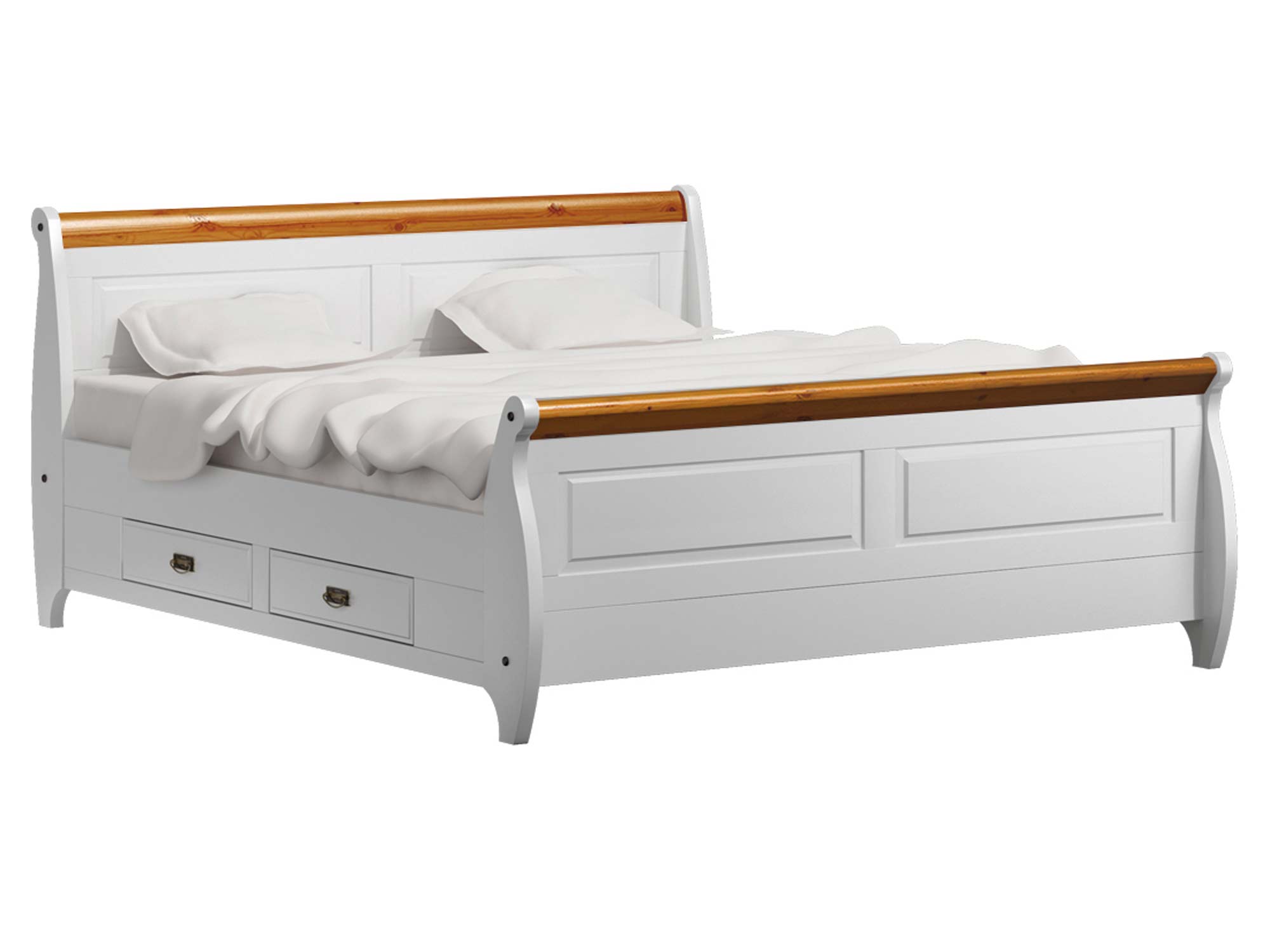 Drewniane łóżko biały sosna SENA
