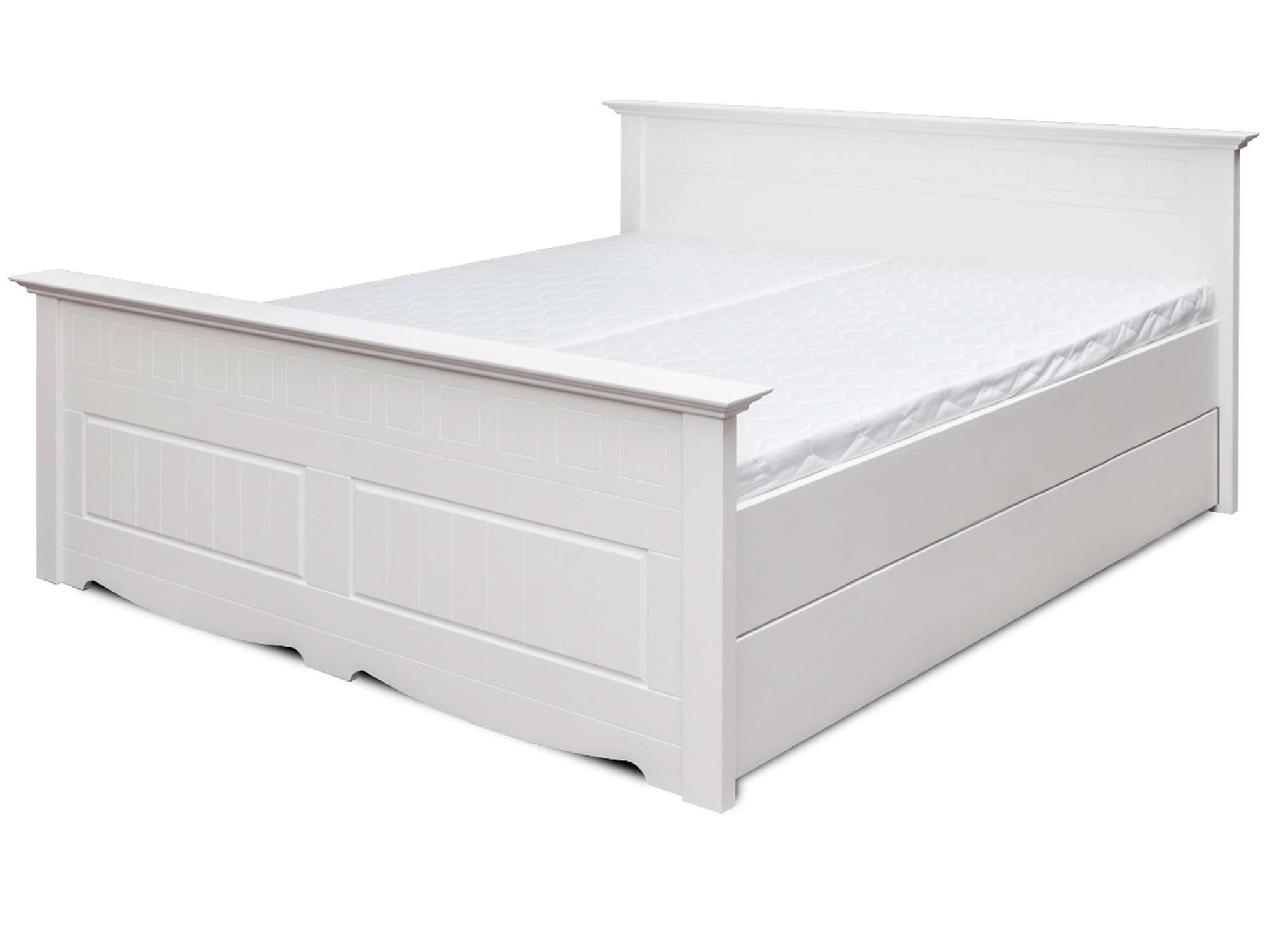 Drewniane łóżko z pojemnikiem białe ikonka NISAN