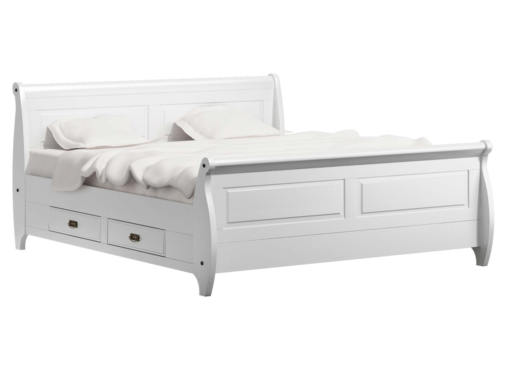 Drewniane łóżko białe miniaturka SENA