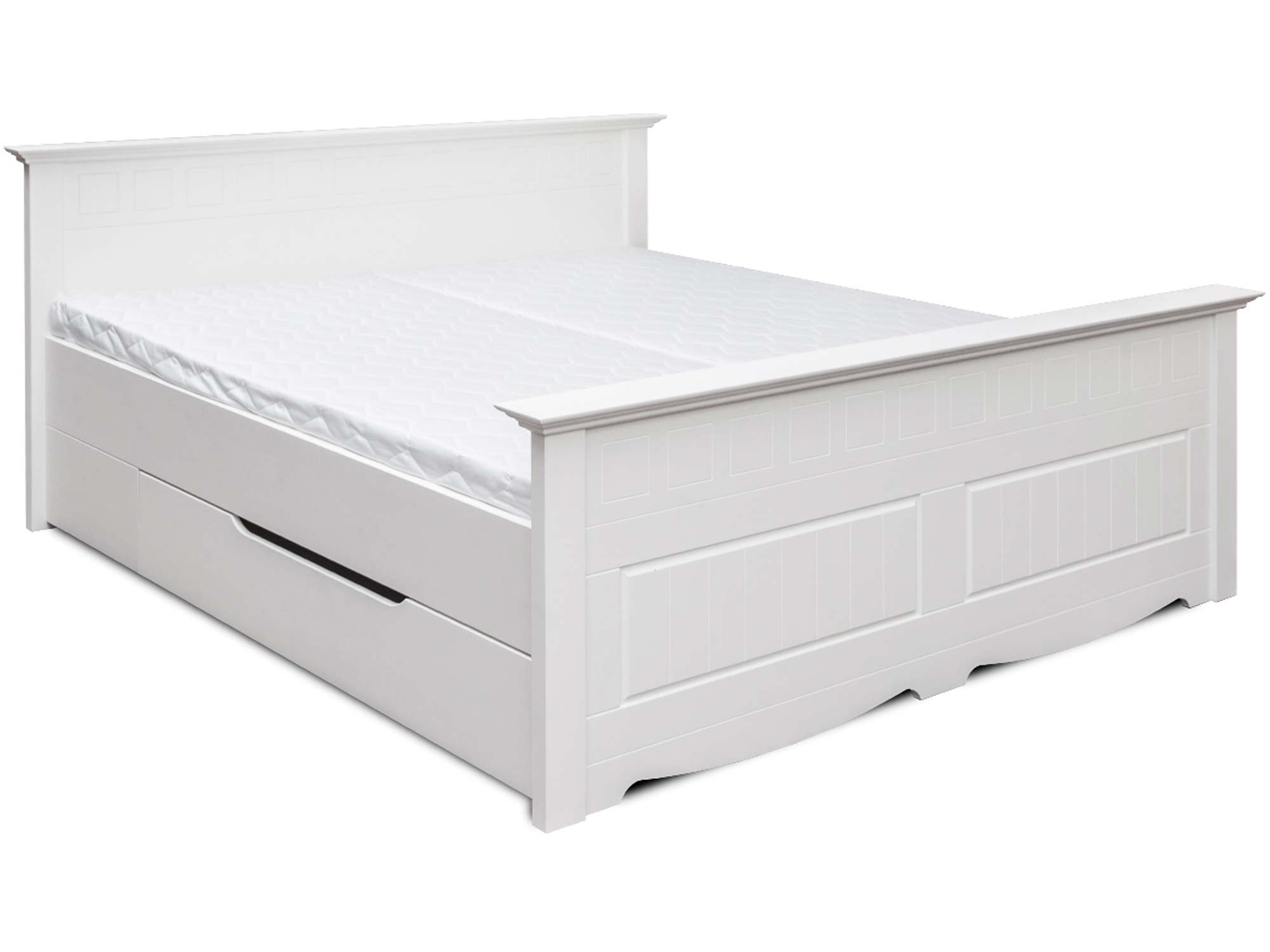 Drewniane łóżko z pojemnikiem białe miniatura NISAN
