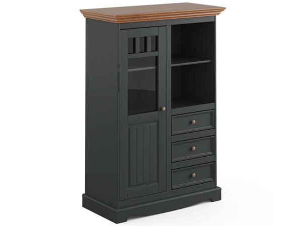 Mała witrynka drewniana grafit dąb NISAN