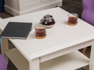 miniaturka Biała ława drewniana do salonu NISAN