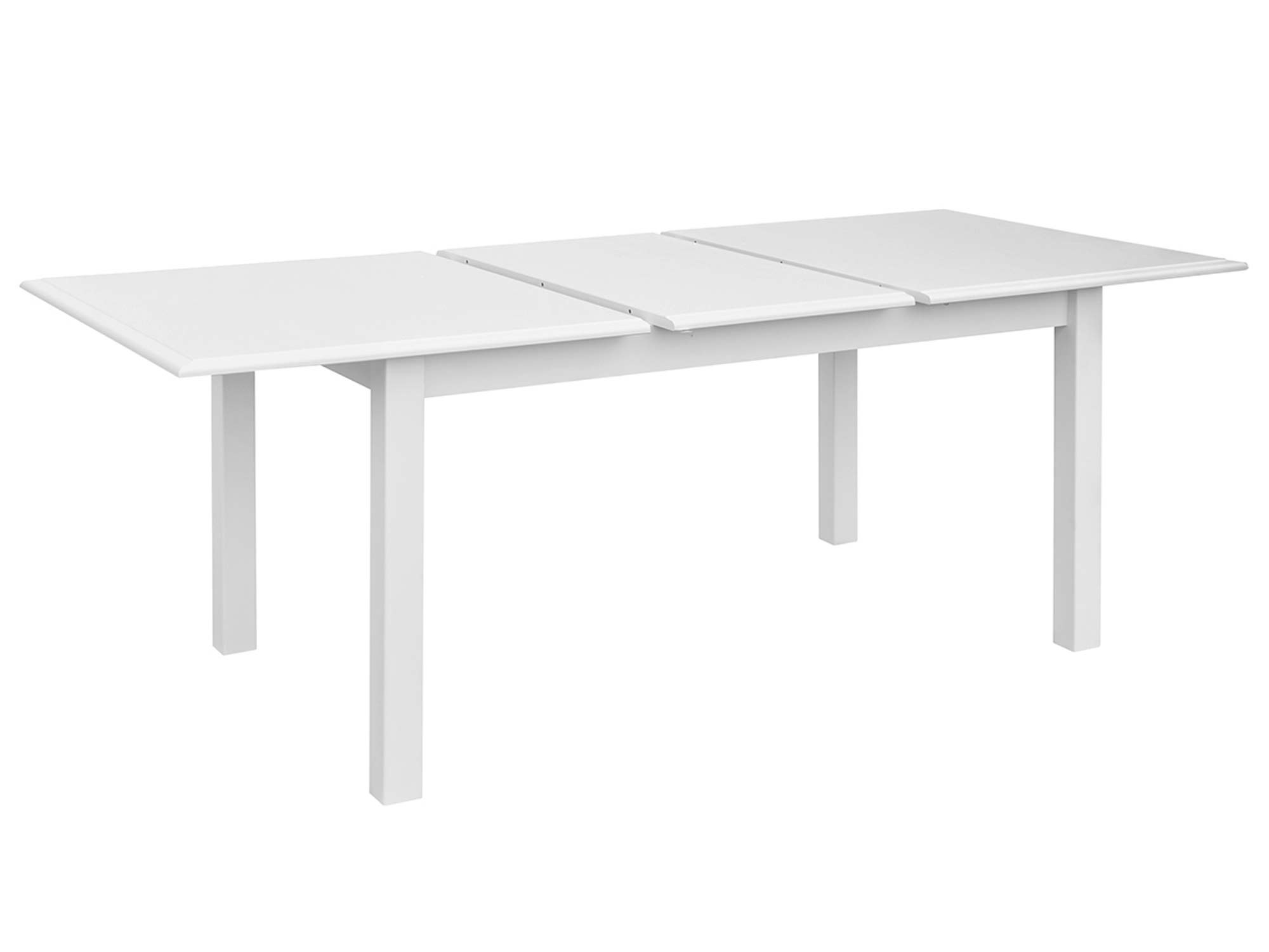 Solidny stół drewniany rozkładany biały rozłożony NISAN