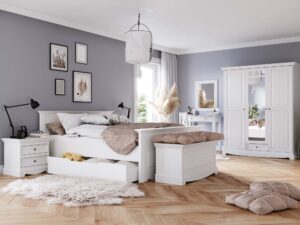 miniaturka Drewniane łóżko białe NISAN