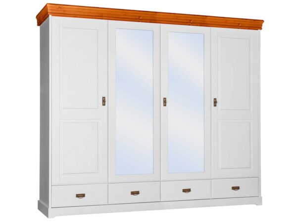 Duża szafa czterodrzwiowa biały sosna SENA