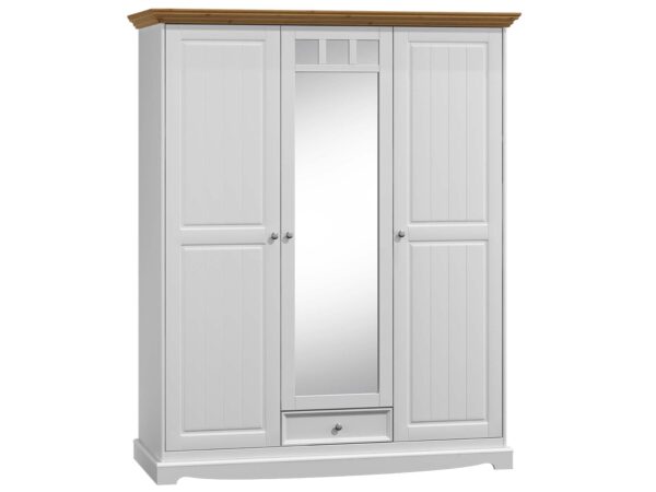 Szafa z lustrem drewniana biały dąb NISAN