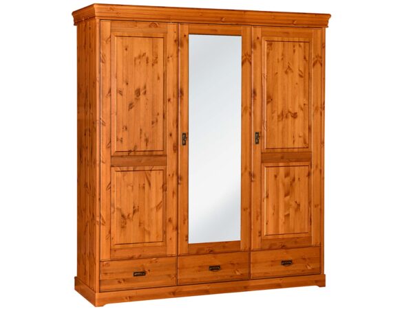 Solidna szafa trzydrzwiowa sosna lustro SENA