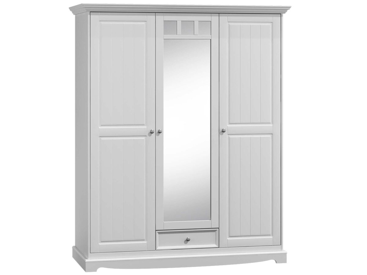 Biała szafa z lustrem drewniana NISAN