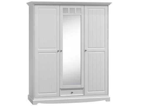 Biała szafa z lustrem drewniana NISAN