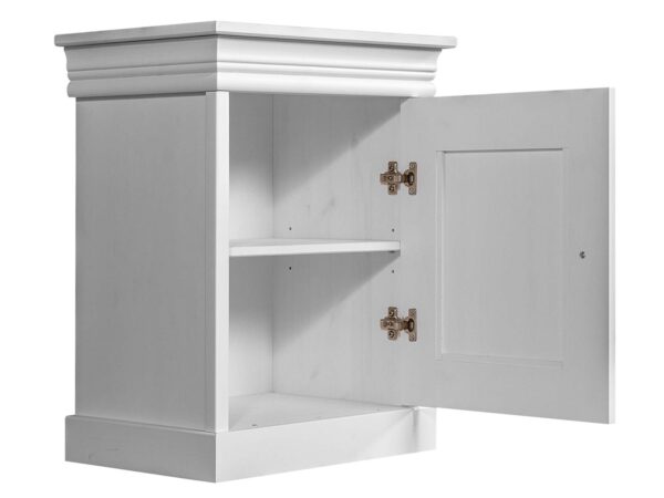 Drewniana szafka nocna biały otwarta SENA