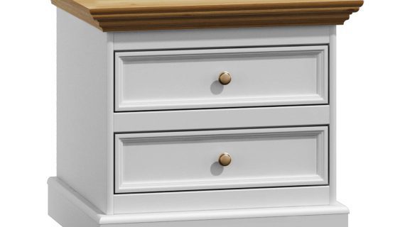 Biała szafka nocna z litego drewna NISAN