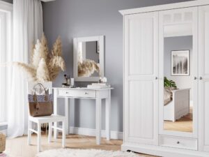 miniaturka Biała toaletka z litego drewna NISAN