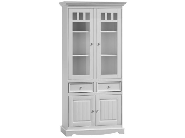 Sosnowa witryna z przeszkleniami biały NISAN