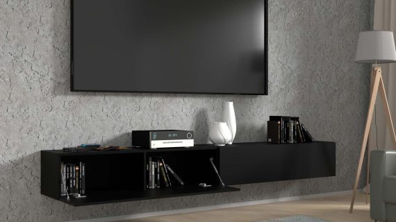 miniaturka Matowa szafka RTV wisząca czarna 120 AMIRA