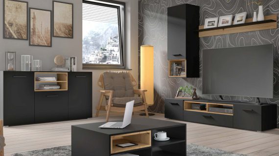 miniaturka Nowoczesna Komoda Czarny Mat NIMET