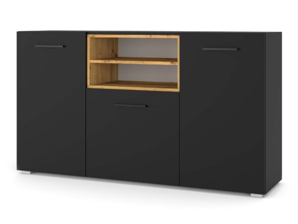 Otwarta komoda z półkami i nowoczesną formą