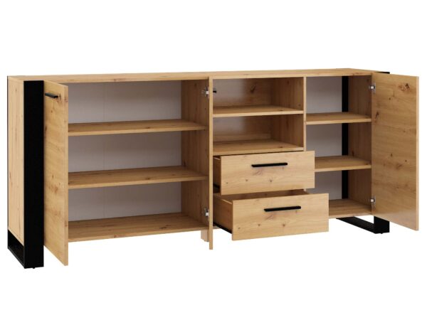 Komoda z otwartymi półkami i szufladą, kolor dąb artisan