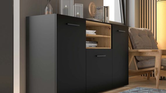 miniaturka Nowoczesna Komoda Czarny Mat NIMET