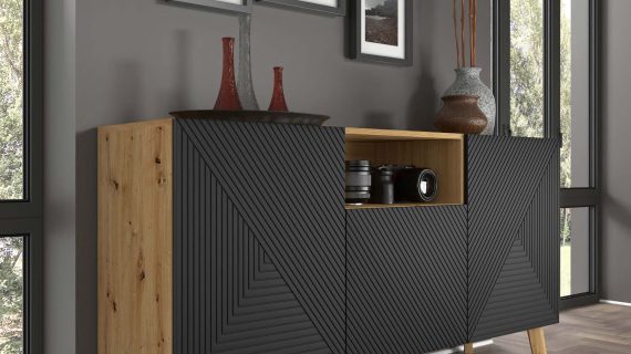 miniaturka Nowoczesna Czarna komoda dąb artisan IZMIR