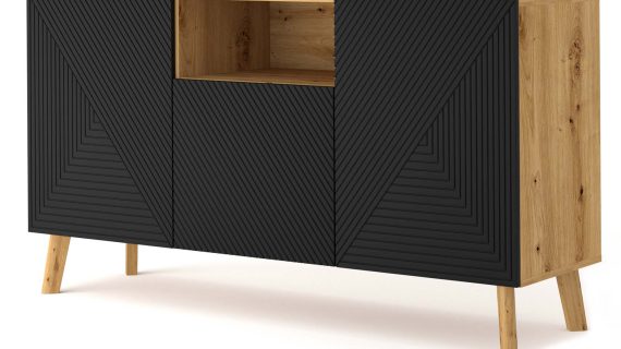 Nowoczesna Czarna komoda dąb artisan IZMIR