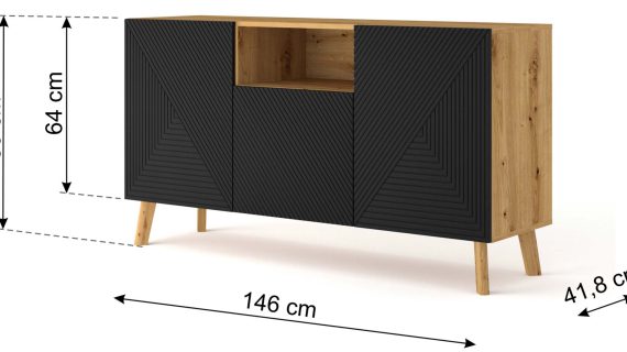 miniaturka Nowoczesna Czarna komoda dąb artisan IZMIR
