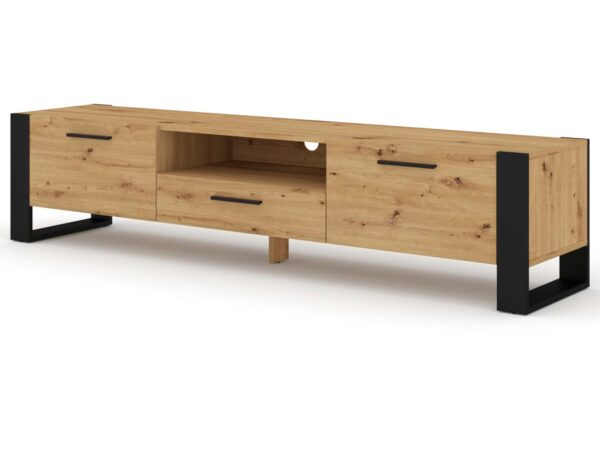 Komoda RTV dąb artisan z otwartym frontem i szufladą