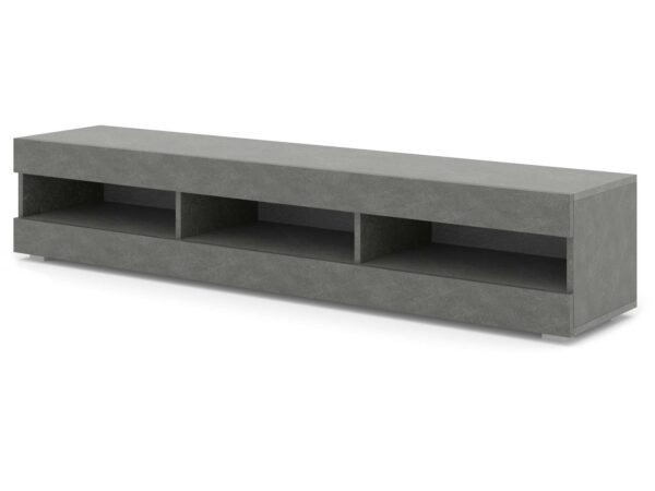 Betonowa szafka RTV z wnękami i surowym wykończeniem