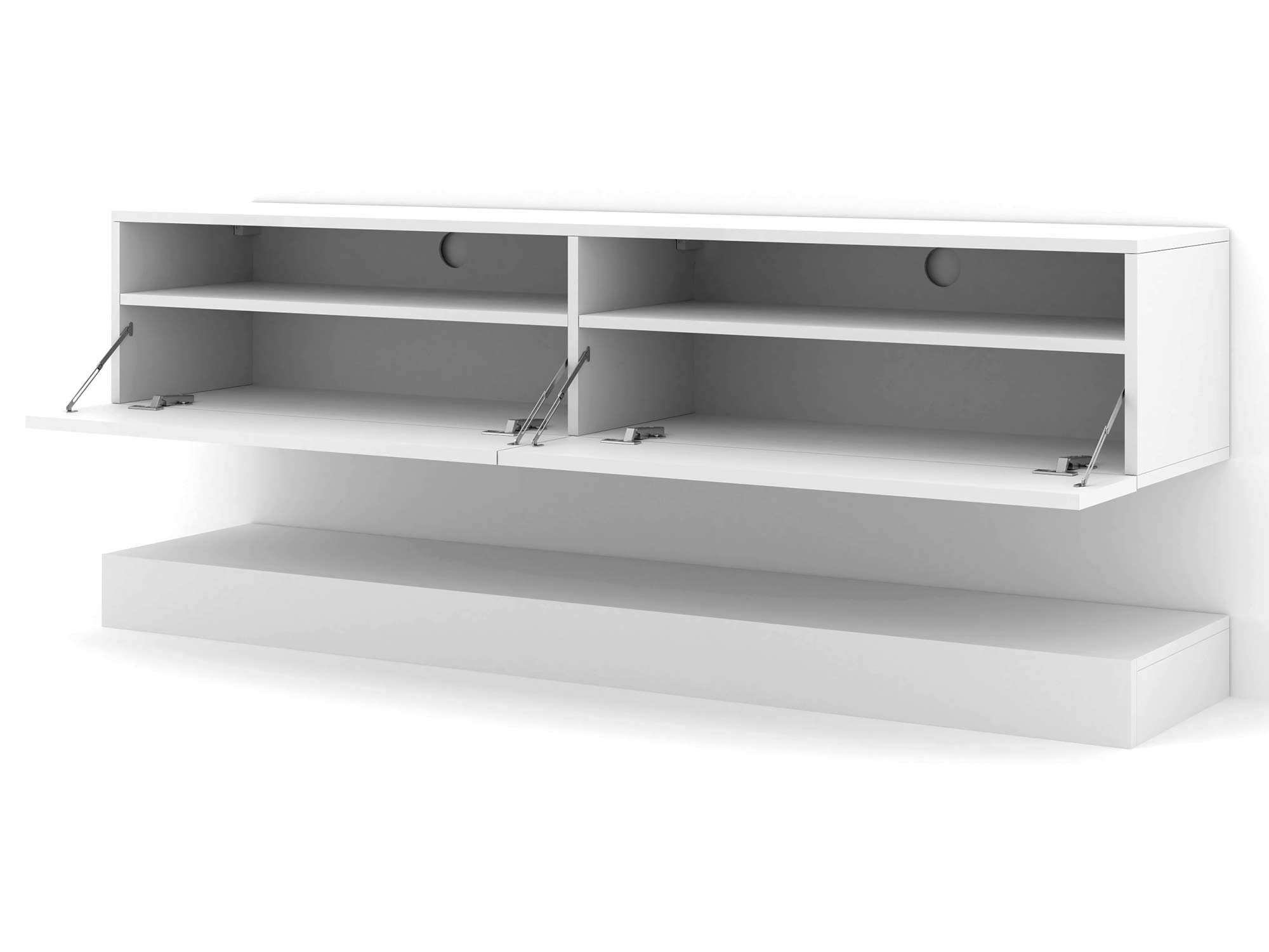 Nowoczesna szafka RTV pod telewizor z uchylnym frontem i wnękami Nowoczesna szafka RTV pod telewizor z uchylnym frontem i wnękami