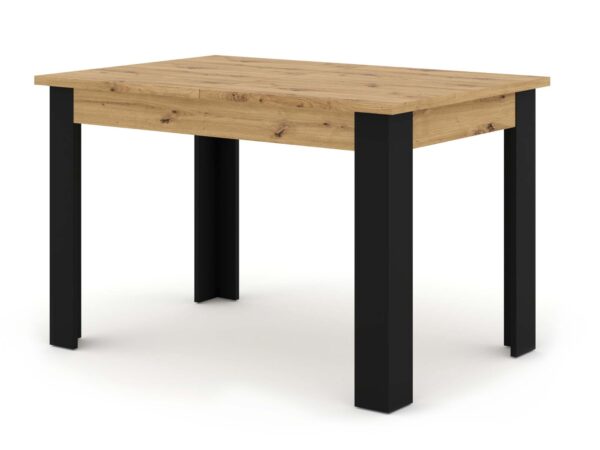 Industrialny stół z prostokątnym blatem i czarnymi nogami