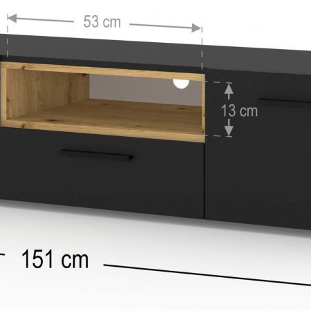 Czarna Szafka Stolik RTV 150cm NIMET - obrazek 7
