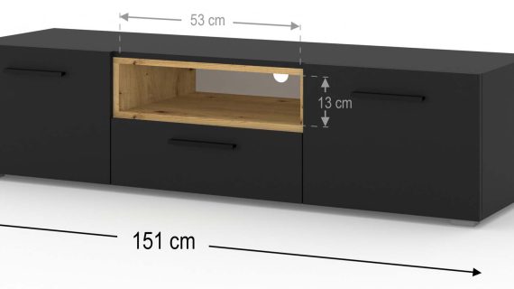 miniaturka Czarna Szafka Stolik RTV 150cm NIMET