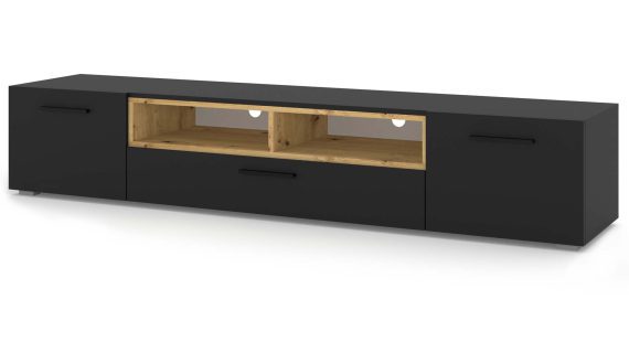 Czarna Szafka RTV 200cm Mat NIMET