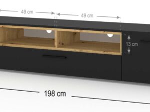 miniaturka Czarna Szafka RTV 200cm Mat NIMET