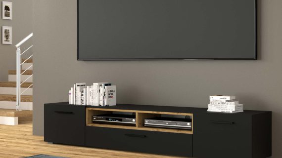 miniaturka Czarna Szafka RTV 200cm Mat NIMET