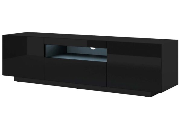 Nowoczesna szafka RTV z LED w ciemnym wykończeniu