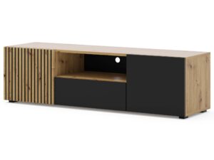 Szafka pod TV dąb artisan czarny mat MERVE