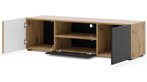 miniaturka Szafka pod TV dąb artisan czarny mat MERVE