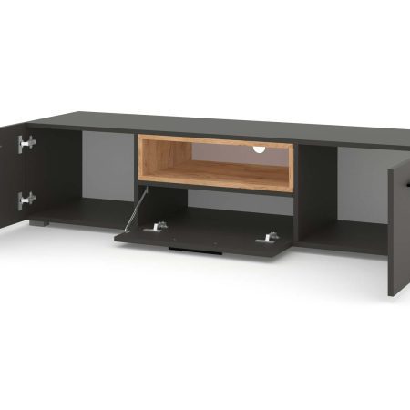 Czarna Szafka Stolik RTV 150cm NIMET - obrazek 2