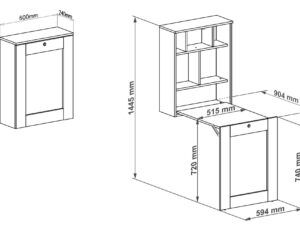 miniaturka Rozkładane biurko Wiszące z półkami SARI