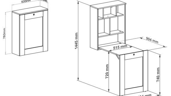 miniaturka Rozkładane biurko Wiszące z półkami SARI