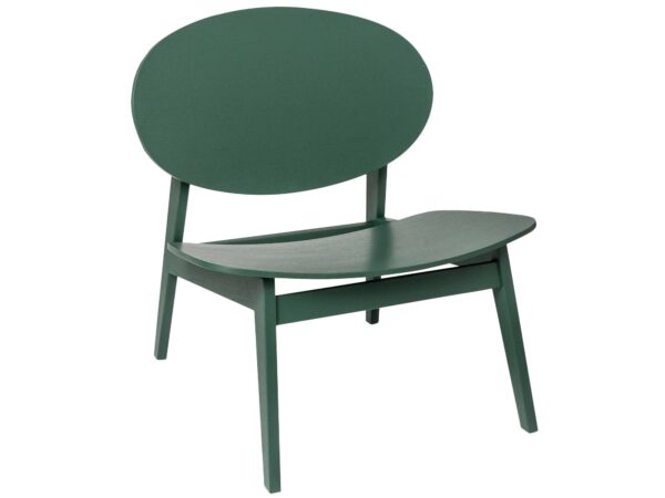 Designerskie zielone krzesło z niskim, owalnym oparciem