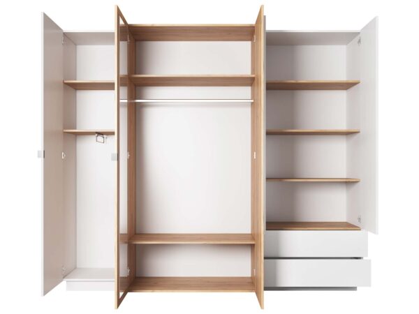 Szafa z półkami i drążkiem w nowoczesnym stylu