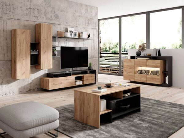 Aranżacja wnętrza z jasnymi meblami RTV w nowoczesnym stylu