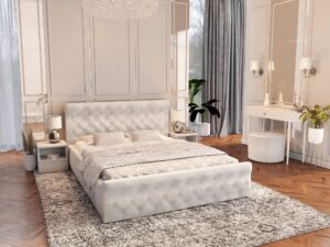 miniaturka Białe Eleganckie Łóżko Tapicerowane 120×200 JULIET