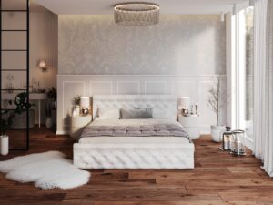 miniaturka Białe Eleganckie Łóżko Tapicerowane 120×200 JULIET